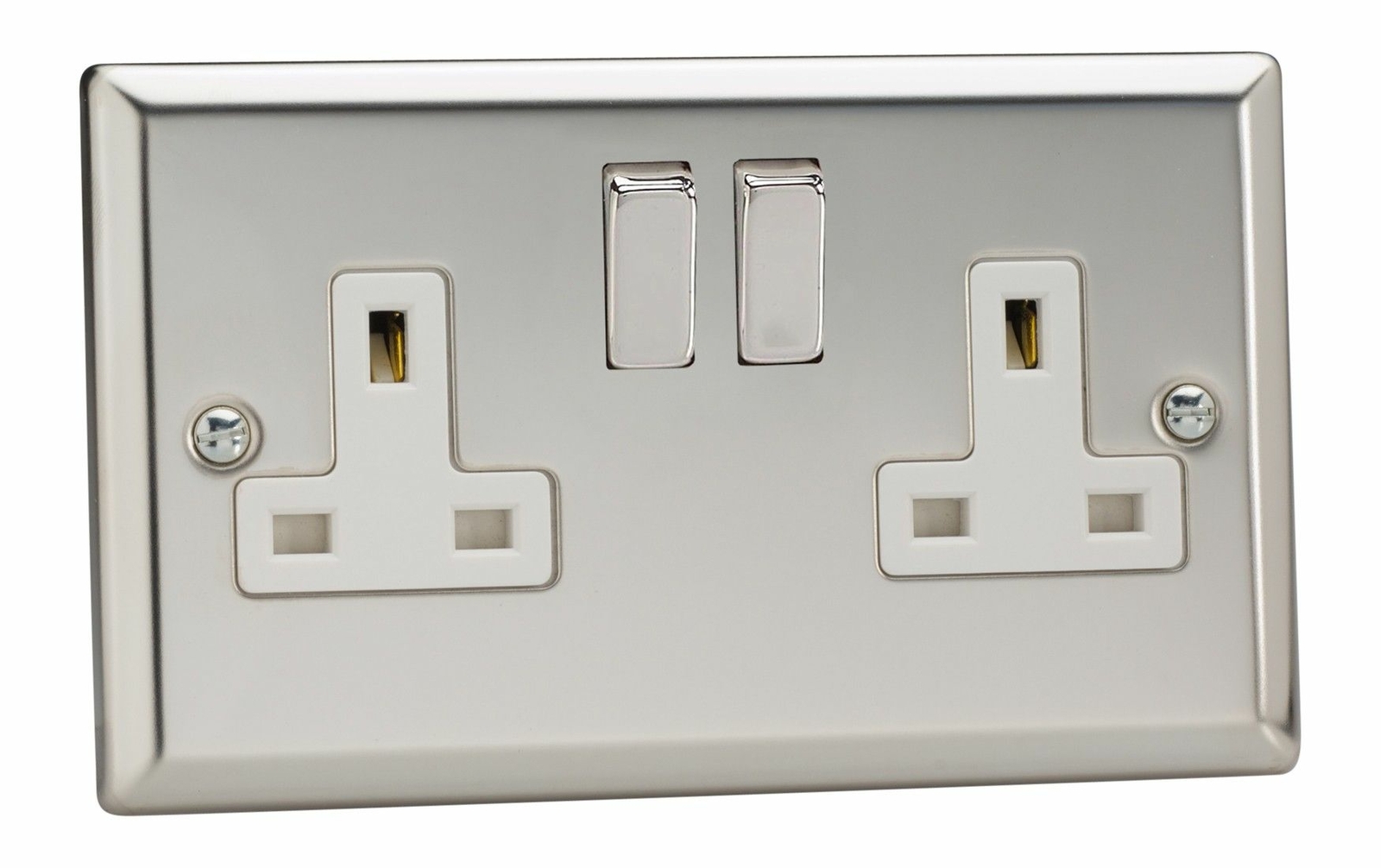 Varilight XC5DW Classic Mirror Chrome 2 Gang Double 13A Switched Plug Socket
