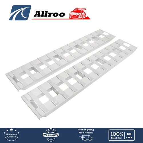2Pcs 80" X 15" Aluminum 6000 LBS Truck Car Auto Trailer Ramps Hook end knife