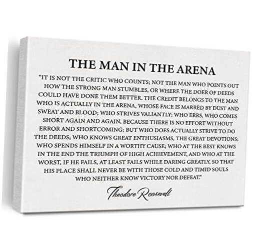 Inspirational Speech Quote the Man in the Arena Canvas Wall Art Office Home