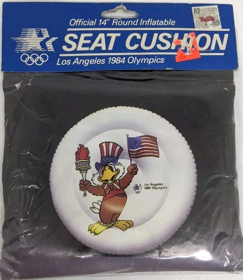 VINTAGE 1984 Olympics Los Angeles Official 14” Round Inflatable Seat Cushion NEW - Image 2 of 4