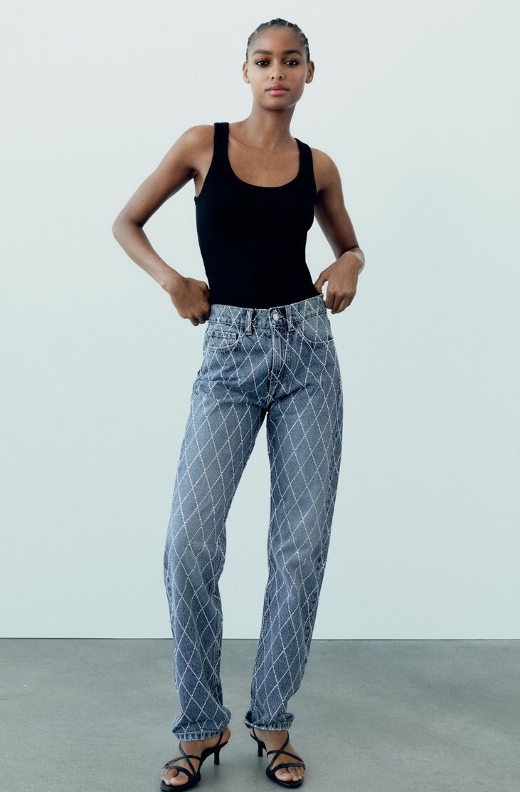 Zara 8197 Zara Jeans Strass JEAN MI-HAUTEUR ZARA TRF AVEC STRASS