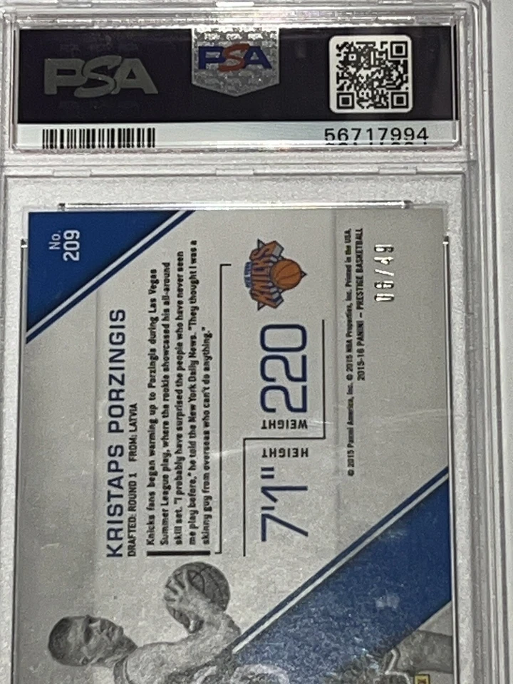 Kristaps Porzingis Prestige Bonus Shots Purple 06/50 JERSEY # POP 1 NONE HIGHER - Image 4 of 4
