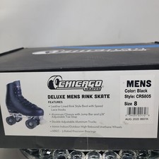 Chicago Roller Skates Deluxe Leather CRS805 Rink Skate Mens Sz 8 Black Brand New