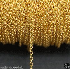 32ft spool of Gold Plated Round Cable Chain 1.2mm x 1.5mm