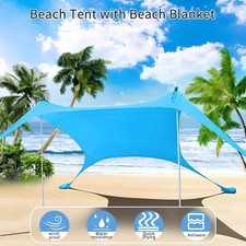 Beach Tents Portable Sun Shade Canopy UPF 50 Outdoor Sun Shelter with Sandbag