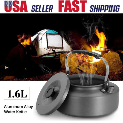 1.6L Outdoor Camping Kettle Lightweight Aluminum Camp Tea Coffee Pot Cup L2O6