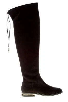 MICHAEL KORS chaussures femme Black stretch suede over the knee Jamie Flat Boot - Photo 1/4