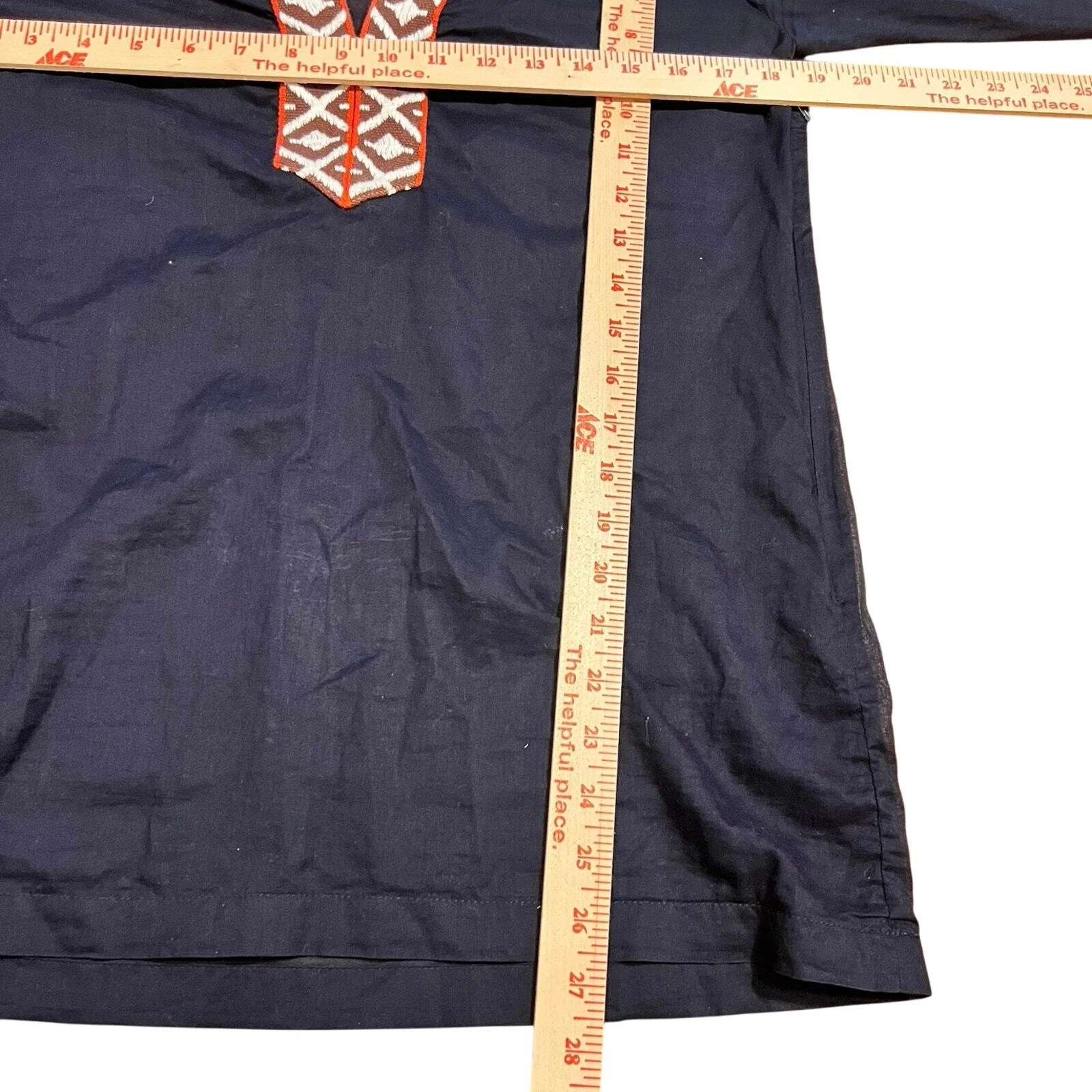 Tunica Tory Burch ricamata blu navy taglia 6 leggera trasparente casual boho spiaggia