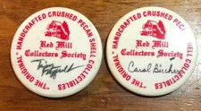 Vintage Red Mill Mfg. Crushed Pecan Shell Collectors Society Button Pin Pinback