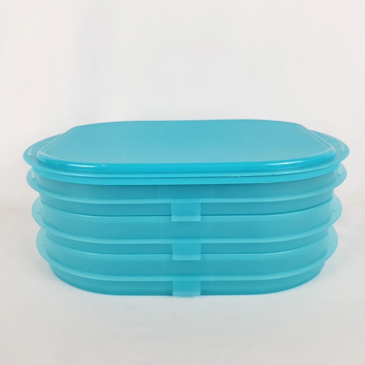 Tupperware Triple Fridge Stackable Container Set Teal #5102 Cheese