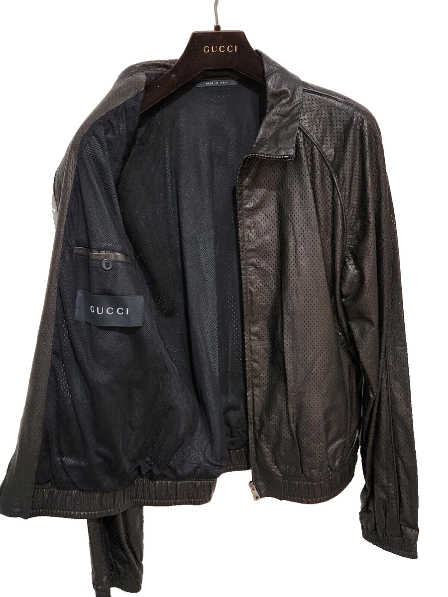$3.9k Gucci PERFORATED Leather Jacket-38US/48/SMALL-LIGHT WEIGHT