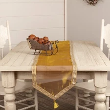 TINSEL RUNNER 13X90 Elegant Gold Shimmery Tulle Tassel