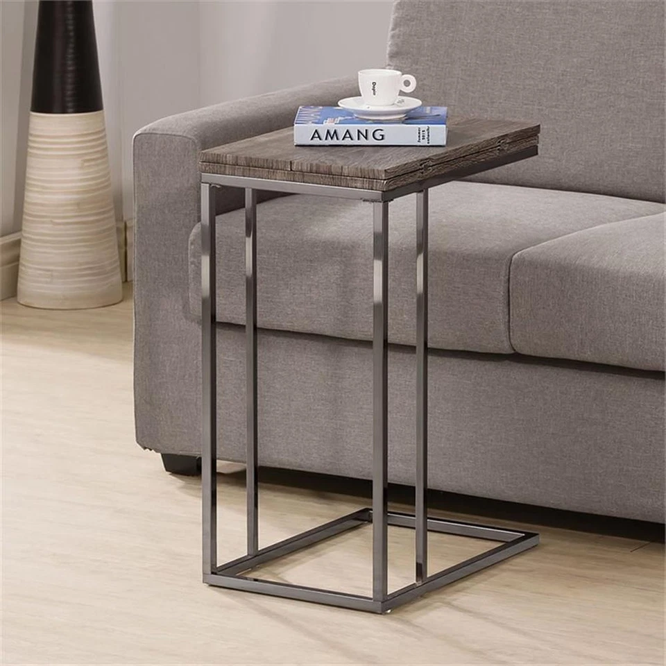 Coaster Contemporary Wood Expandable Accent Table with Metal Base in Gray - Image 3 of 3