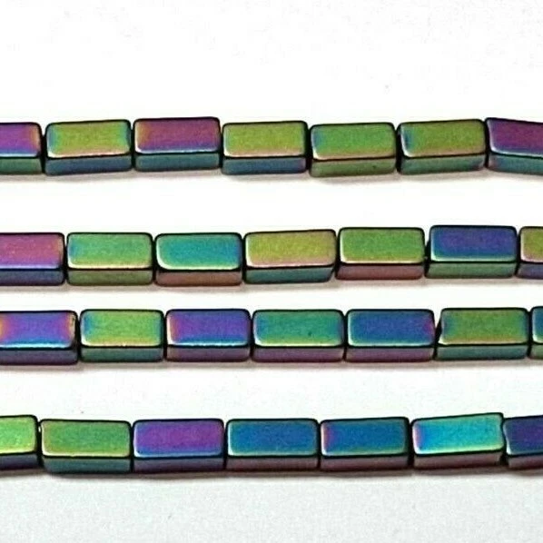 90 Hematit Perlen 4x2mm Rechteck Rainbow Schmuckstein für Armband Halskette M427 - Bild 4 von 4