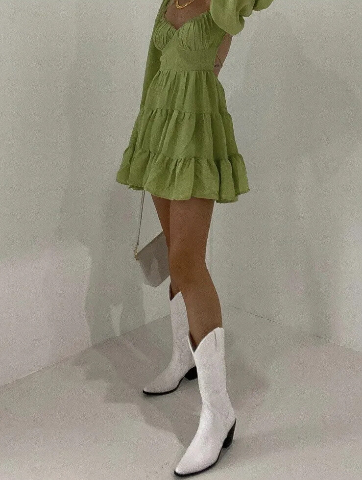 Danny Long Sleeve Mini Dress Green | eBay UK