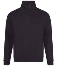 Plain BLUE GREY BLACK BURGUNDY Zip Neck Sweatshirt Sweat Jumper with Collar