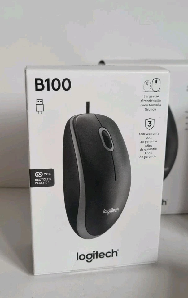 5 X New Logitech B100 Wired USB Mouse - Black joblot - Image 2 of 4
