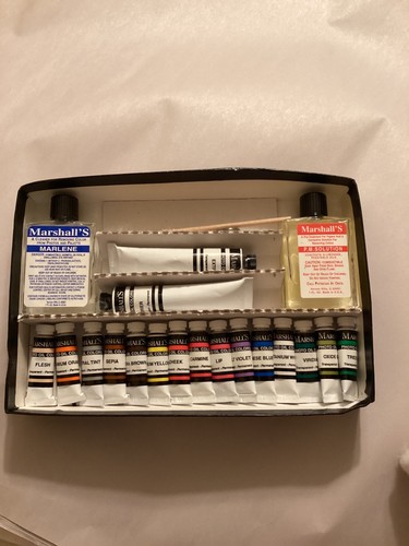 Vtg Marshalls Photo Coloring System Hobby Oil set 15 colors
