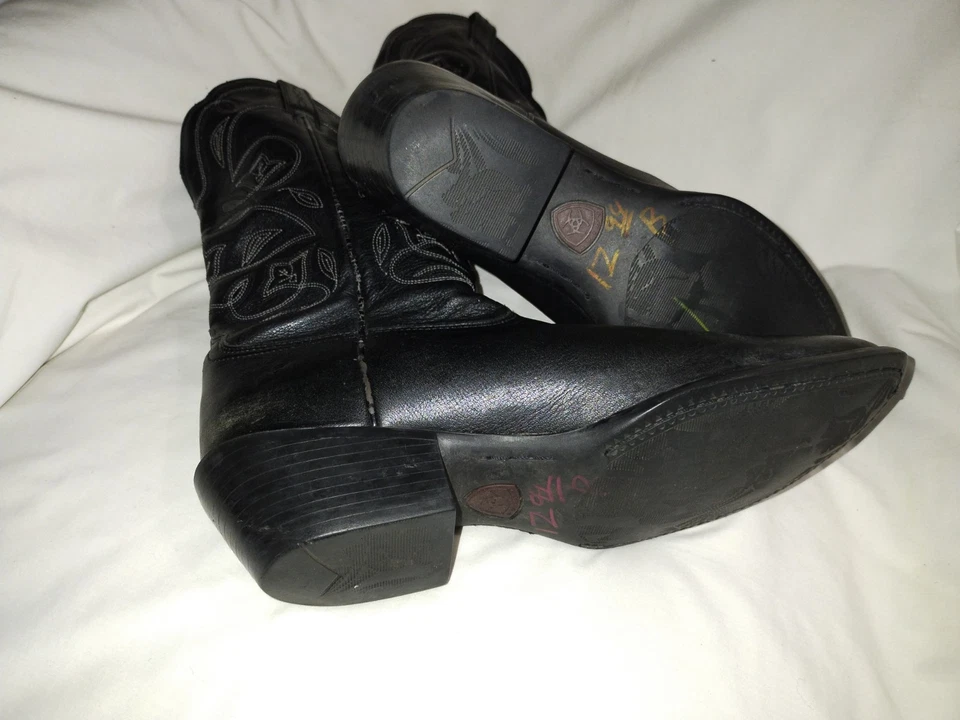 Ariat Mujer Heritage Western Punta en P Bota Vaquera Boho Cuero Talla 11B Negra Nueva Foto 3 de 4