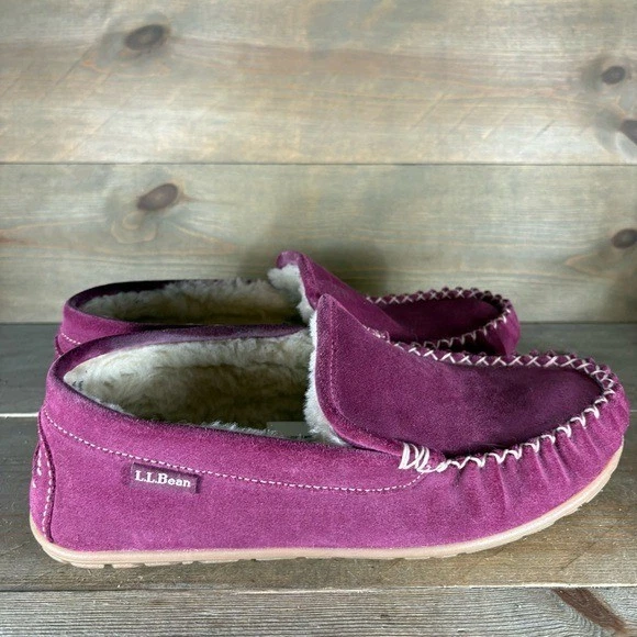 Ll Bean Wicked Good Mujer Talla 9 Zapatos Púrpura Gamuza Piel de Oveja Zapatillas Foto 2 de 4