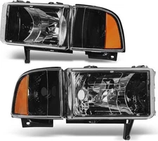 AUTOSAVER88 Headlight Assembly Compatible with OE - Black/Amber/Clear 