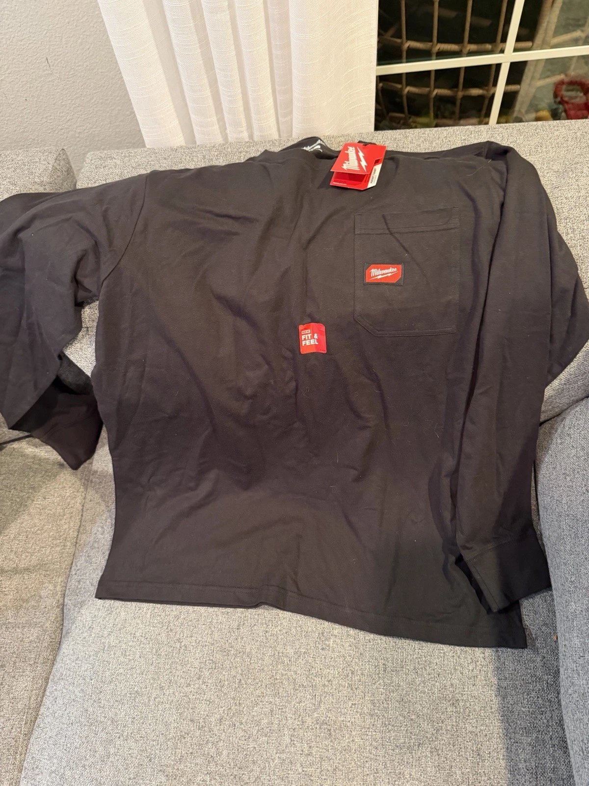 Milwaukee Gridiron Pocket T-Shirt Long Sleeve Black Xl