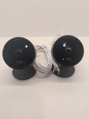 2 Logitech Circle View Weatherproof Wired Security Camera-For Parts & Repair