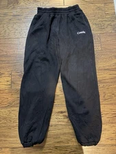Comfrt Sweatpants Mens Medium Black Jogger Pants Elastic Waist Fleece Lined