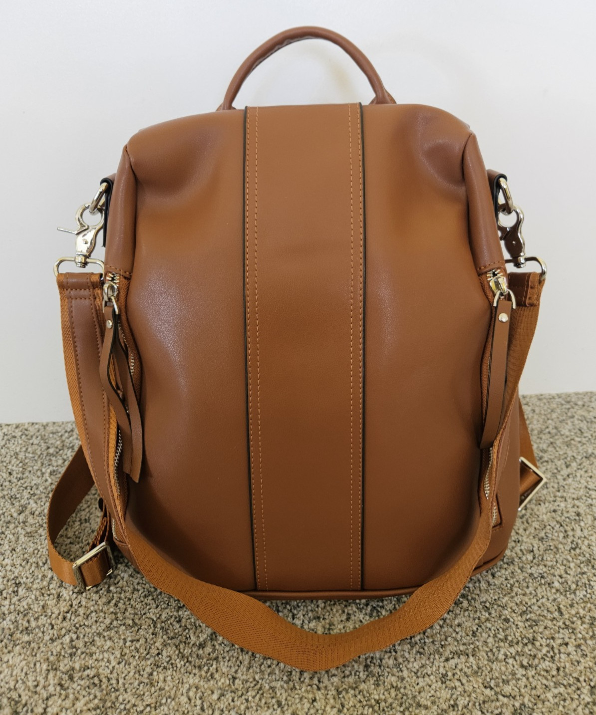 Brown Leather Backpack Purse Antitheft Soft Ladie… - image 1