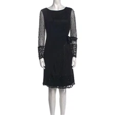 Bill Blass Couture Vintage Knee-Length Dress silk and lace sz 4
