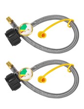 2 PCS 18 Inch RV Propane Hose Gauge Camper Stainless Braided 1/4 Male NPT QCC1