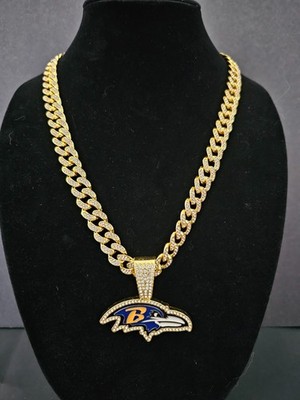 Baltimore Ravens Cuban Link Chain Luxury Iced Out Crystal 24'' Necklace 3