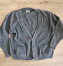 VTG Le Tigre Gray Cardigan Sweater Made In USA Academia Size L 100 Acrylic