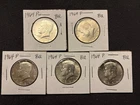 (LOT OF 5) 1964-P US KENNEDY HALF DOLLAR, 90% Silver (1.8 Troy Oz 62.5 Grams) BU