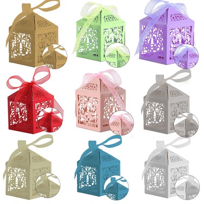50/100 Geschenkboxen Hochzeit Lasergeschnitten Liebe Herz Süße Süßigkeiten Geschenkboxen