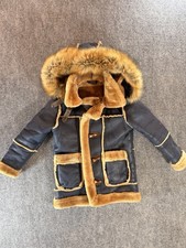 Jordan Craig Denali Shearling Jacket FUR KIDS NAVY TAN BOYS GIRLS TODDLER 6 WOW