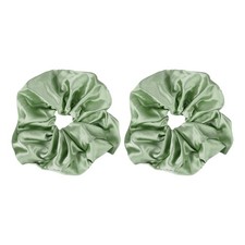 2Pcs Satin Hair Scrunchies Solid Hair Ties Dark Green