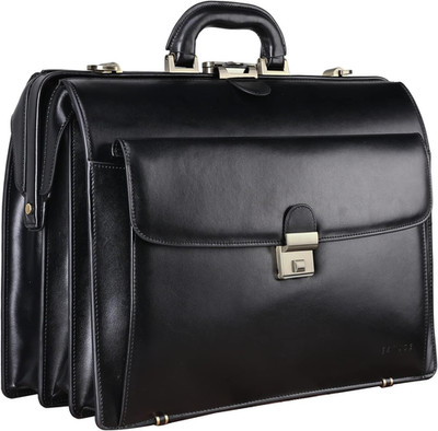 Elegant Large Leather Briefcase for Men - 15.6'' Lockable Attache Case