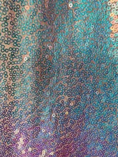 Leila HOLOGRAPHIC WHITE Sequins on Mesh Fabric by the Yard - 10050