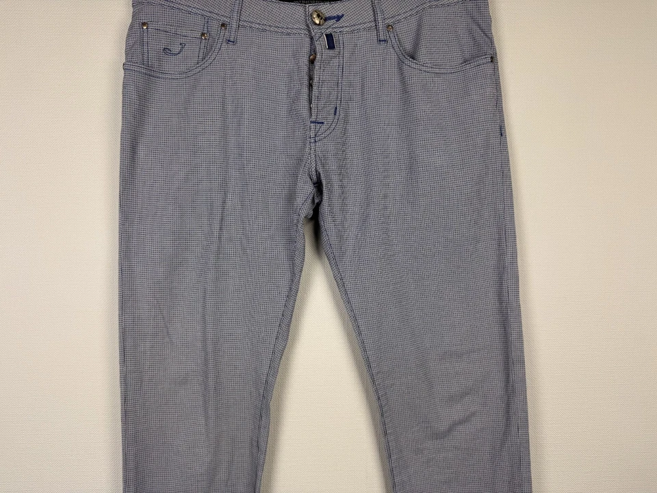 Jacob Cohen Handmade Exclusively In Veneto Blue Small Check J622 Comf Jeans 36 - Image 3 of 4