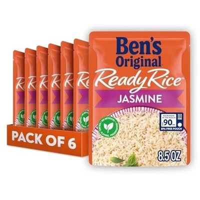 Bens Original Ready Rice Jasmine Rice Easy Dinner Side 8.5 Oz Pack of 6