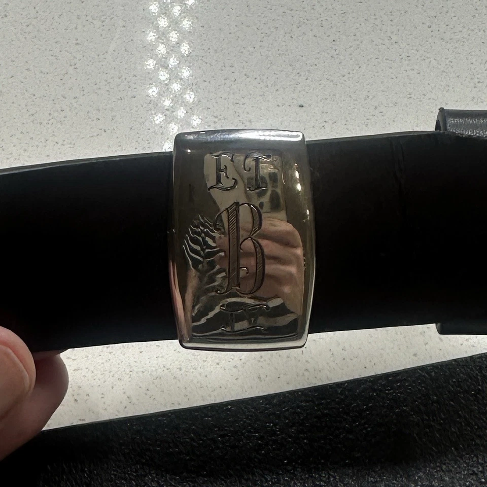 Vintage Hickok Sterling Silver Belt Buckle E T B IV Monogram Made In USA - Image 3 of 4