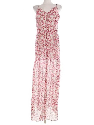 EMORY PARK Damen Maxikleid Gr. M Creme Ärmellos Lang Schulterfrei