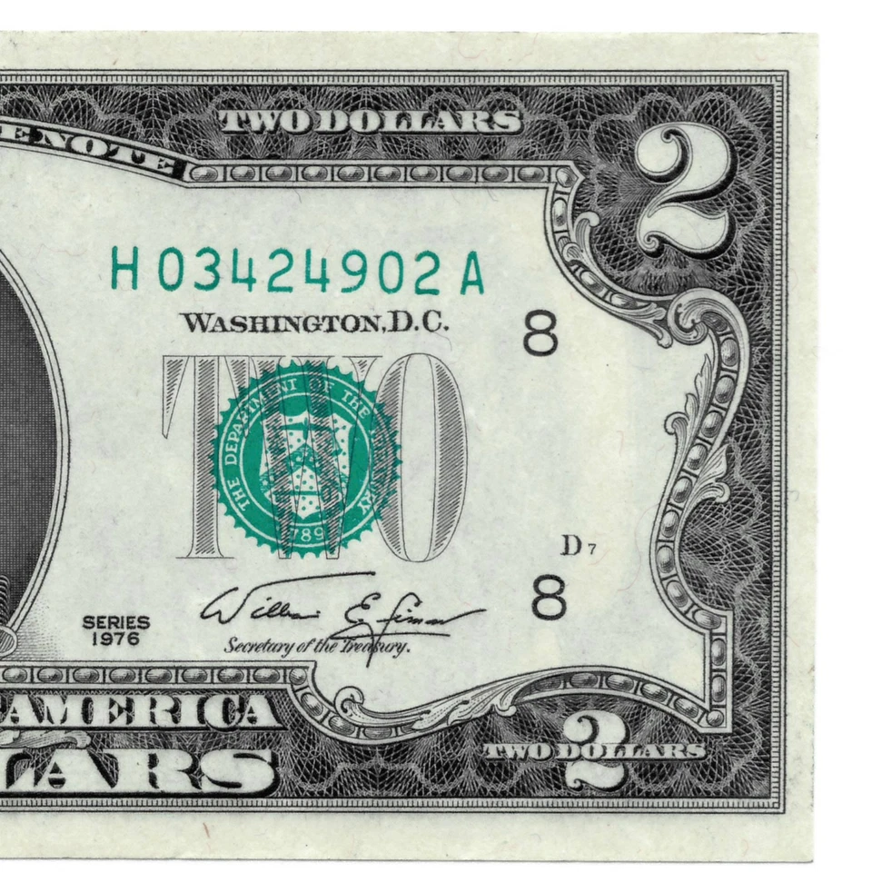 1976 $2 Federal Reserve Note St. Louis (H) - Bicentennial Design - Sharp Corners - Image 4 of 4