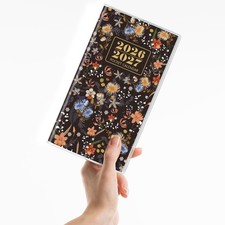 Pocket Calendar 2026-2027, Black 2026-2027 New, Flowers PVC Cover