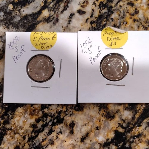 2001-S & 2006-S Roosevelt Dimes Proof Uncirculated Silver 10C Uncertified