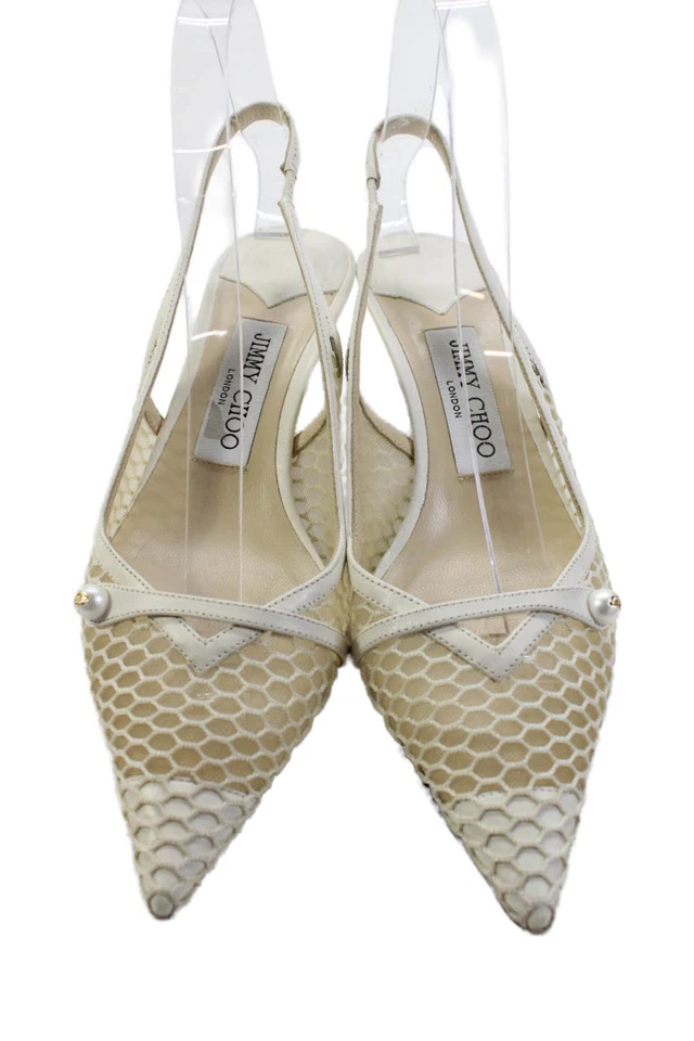 Zapatos de salón Jimmy Choo para mujer de cuero con puntera puntiaguda blancos talla 36 6 Foto 2 de 4