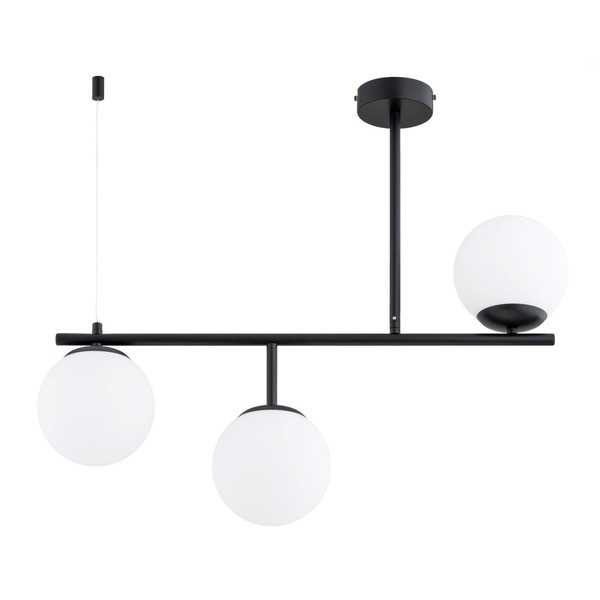 Deckenleuchte 3-Flammig Glas Schwarz Weiß E14 L:72 Cm Deckenlampe Schlafzimmer-image