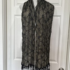 Vintage Style Victorian Gypsy Goth Sequin Mesh Stole Wrap Shawl Scarf Black