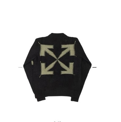 Off White Reverse Arrow Diagonal Knit Crewneck 'Black/Green' Sweater